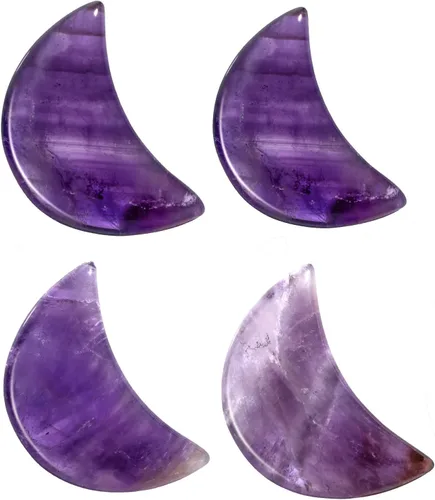 Vista 7 de SUNYIK Paquete de 4 piedras de bolsillo de luna, piedra de preocupación pulida con cristal curativo para meditación Reiki, ansiedad, estrés