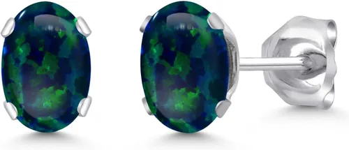 Vista 12 de Gem Stone King Oval Stud Earrings For Women Men 925 Sterling Silver Oval 6X4MM Gemstone Birthstone Fine Jewelry for Her Him Mom Dad Wife