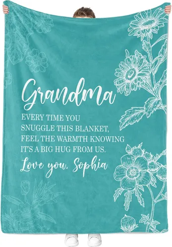 Vista 11 de Personalized Grandma Blanket, Gifts for Grandmother from Grand Kids, Name Blankets for Mimi, Gigi, Nana (Grandma 01)