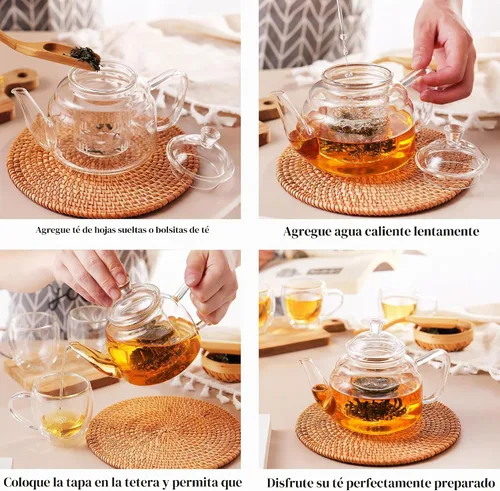 Vista 3 de CNGLASS Tetera de vidrio con infusor extraíble, 20 onzas (20.3 fl oz) de vidrio transparente para tetera apta para estufa, tetera de vidrio