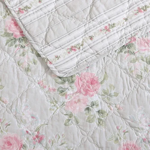Vista 3 de Laura Ashley - Juego de edredón individual, ropa de cama reversible de algodón con fundas a juego, decoración ligera del hogar para todas
