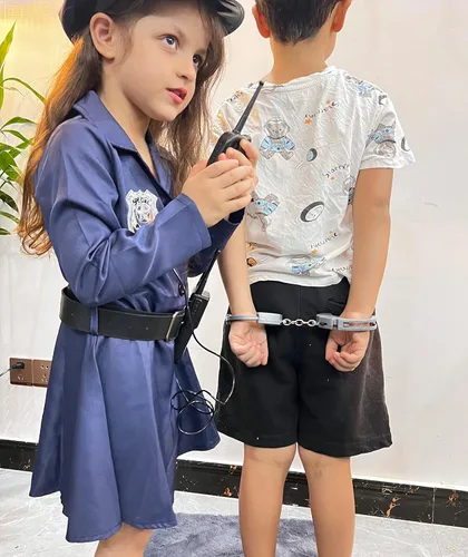 Vista 4 de Kakalver Disfraz de oficial de policía para niños, vestido de policía para niñas, vestido de policía, vestido de Halloween, juego de rol, regalos