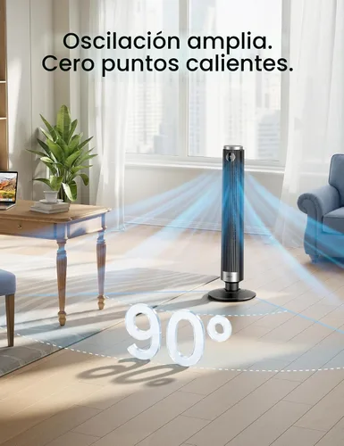 Vista 7 de DREO Ventilador de torre inteligente para dormitorio, altura ajustable de 40 a 45 pulgadas, velocidad de 28 pies/s, motor de CC, 9 velocidades, 4