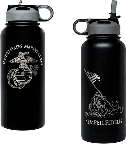 Vista 10 de Military Gift Shop Botella de agua aislada de acero inoxidable de la Fuerza Aérea de 32 onzas con logotipo grabado de la USAF – Regalos de la Fuerza