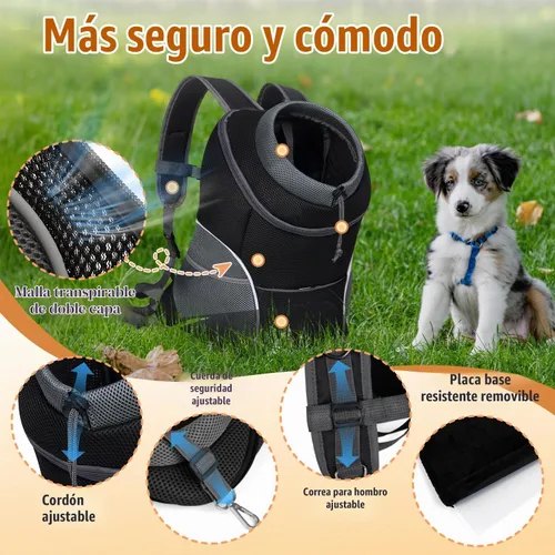 Vista 3 de YUDODO Mochila portadora delantera para perro, mochila transpirable Negro