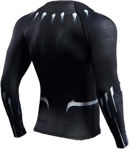 Vista 4 de OUIKOS Men's Compression Sport Fitness Shirt Super-Hero 3D Print Workout Quick-Drying T-Shirt
