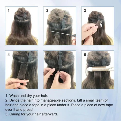 Vista 9 de Sixstarhair Extensiones de cabello con cinta adhesiva, color marrón claro, mezclado con rubio ceniza, sin costuras, lacio, 18 pulgadas, 1.76 onzas