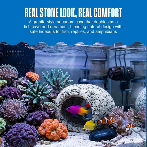 Vista 2 de Penn-Plax Deco-Replicas - Adorno de granito para acuario y escondite – Aspecto realista de piedra – Seguro para tanques de agua dulce y agua salada