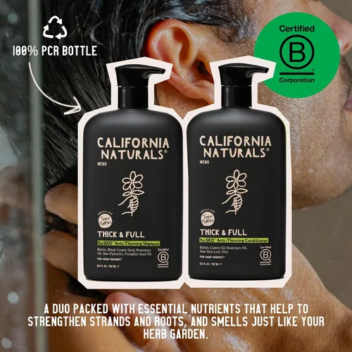 Vista 6 de California Naturals Mens Re:Gro - Juego de champú y acondicionador, antiadelgazamiento y apoyo al crecimiento del cabello, todo tipo de cabello