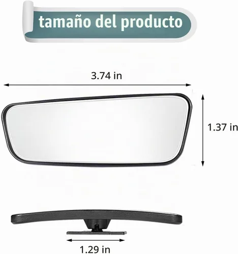 Vista 2 de Pack-2 HD Espejo Convexo de Ángulo Amplio, 3.74" x 1.41" Espejo Rectangular Curvado para Punto Ciego, Herramienta de Ayuda de Estacionamiento