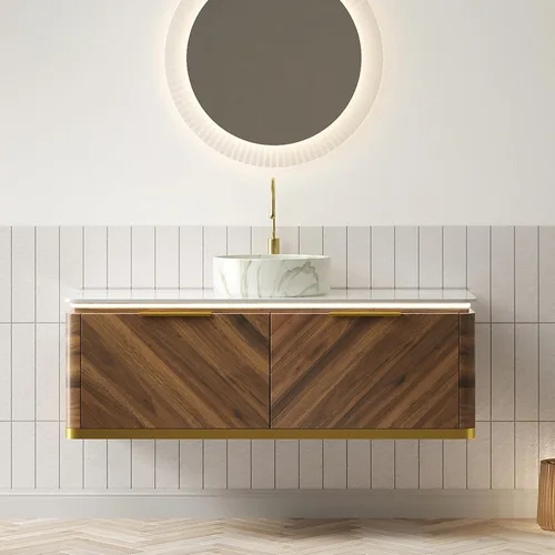 Vista 15 de LKTART Mueble de baño flotante de 36 pulgadas con fregadero, moderno armario de almacenamiento montado en la pared con luz LED, lavabo de cerámica