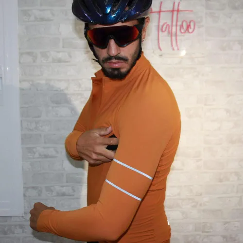 Vista 9 de YKYWBIKE Camisetas de ciclismo de manga larga de forro polar para mantener el calor, chaquetas de ciclismo para hombre, suéter de ciclismo