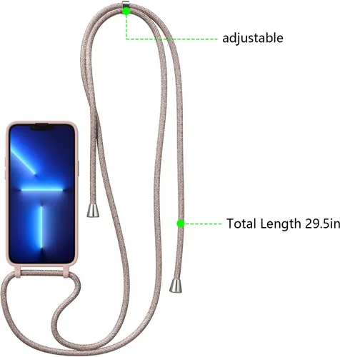 Vista 4 de ZTOFERA Funda cruzada para iPhone 14 Pro con correa de cordón, cuerda ajustable, funda suave de silicona líquida para iPhone 14 Pro de 6.1 pulgadas