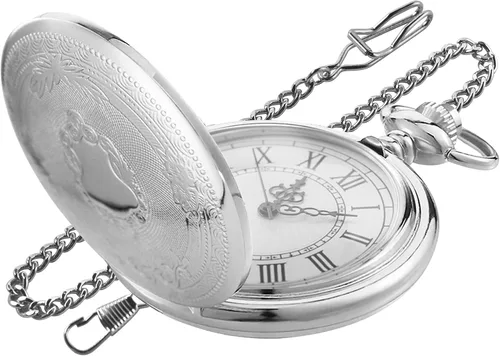 Vista 8 de Smooth Shield Round Case Quartz Pocket Watch Quartz Movement with Chain CF-nuevo53