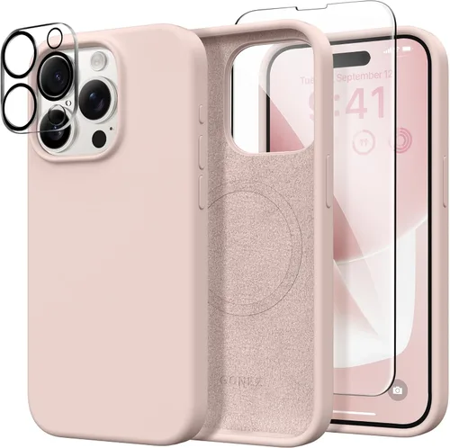 Vista 172 de GONEZ Funda magnética para iPhone 14, compatible con Magsafe, con protector de pantalla + protector de cámara, forro de microfibra antiarañazos
