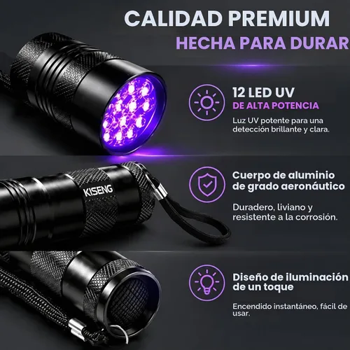Vista 12 de 395nm UV Light Black Light Flashlight for Pet Urine Detection