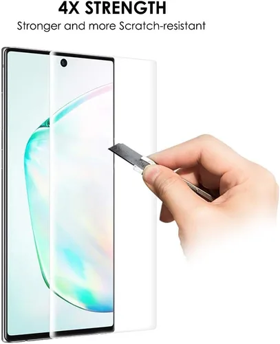 Vista 8 de Protector de pantalla de vidrio templado para Galaxy Note 10 Plus, juego de 3 unidades, reparación de arañazos, compatible con identificación