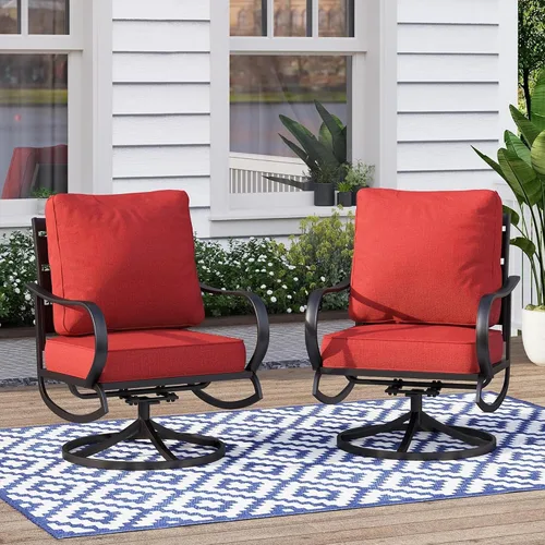 Vista 37 de MFSTUDIO Juego de 4 piezas de conversación para patio, marco de metal para todo tipo de clima, muebles de exterior con 1 mesa rectangular de propano