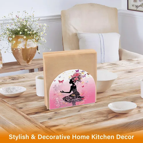 Vista 5 de Servilleteros de flores y mariposas para niñas, para mesas, servilleteros de acrílico transparente, servilleteros de cóctel para cocina