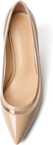 Vista 3 de YODEKS Zapatos de tacón bajo para mujer con punta puntiaguda, tacón de gatito, zapatos de trabajo de oficina para novia, noche, baile de graduación