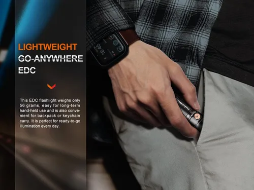 Vista 5 de Fenix Linterna recargable E18R V2 de 1200 lúmenes EDC con paquete de funda Edisonbright