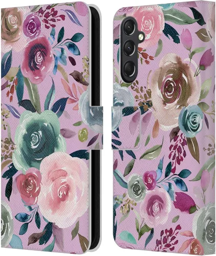 Vista 143 de Head Case Designs Officially Licensed Ninola Abstract Poppies Lilac Floral Leather Wallet Case Compatible with Samsung Galaxy A07 4G