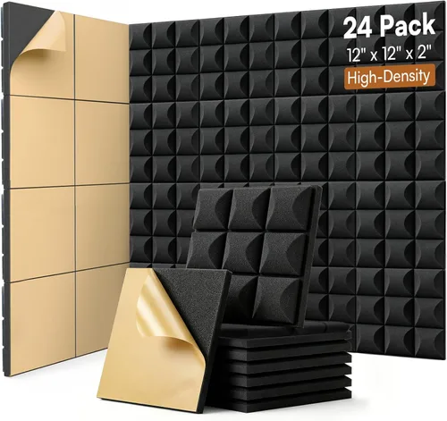 Vista 29 de SODOCT - Paquete de 2 paneles de espuma acústica grandes para cajas de huevos, 48 x 24 x 1.2 pulgadas, espuma a prueba de sonido de alta densidad