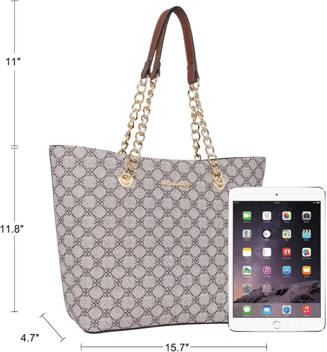 Vista 6 de Montana West Handbags for Women Chain Shoulder Vegan Leather Tote Bag Top Handle Handbag