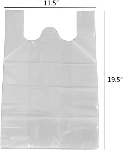 Vista 2 de Bolsas de compras de plástico transparente para camisetas, reutilizables Thank You Bgs (320 unidades) Thick Plastic Material, Flat Bottom, Tear