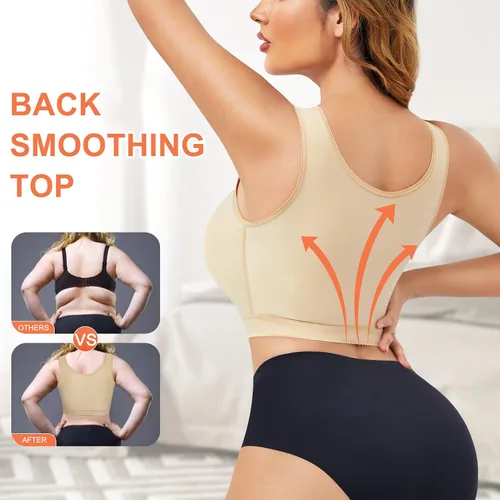 Vista 2 de LANCS Sujetadores ajustables con cierre frontal para mujer, brasier posoperatorio, camiseta sin mangas de compresión, corrector de postura, faja