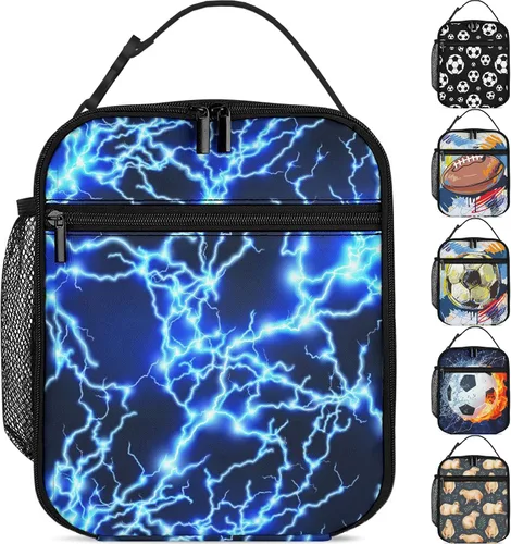 Vista 12 de Capybara - Lonchera con diseño de hojas para niños y niñas, lonchera reutilizable con bolsillo lateral, lonchera para niñas y adolescentes, bolsa
