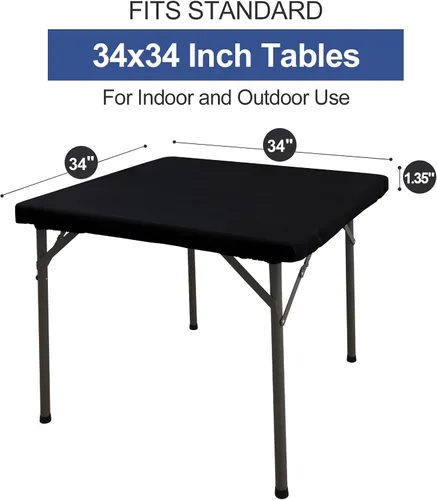 Vista 7 de homing Mantel cuadrado ajustable de poliéster impermeable, protector de mesa lavable para picnic, campamento, al aire libre (negro, 34 x 34 pulgadas)