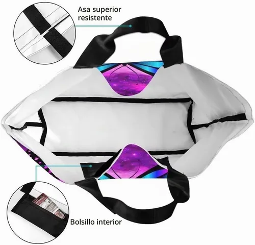 Vista 3 de Bolsa de compras reutilizable para mujer, bolsa de lona para compras casual, bolsa de hombro para viajes, playa y compras, regalos de Navidad