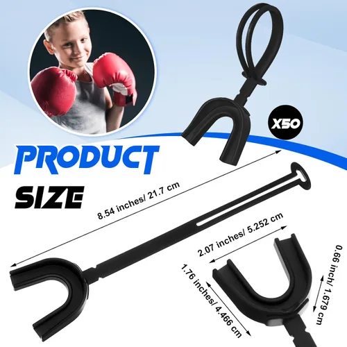 Vista 2 de Copkim 50 protectores bucales con correa, protector bucal de fútbol suave para fútbol, boxeo, baloncesto, hockey, lacrosse, lucha libre, rugby, 50