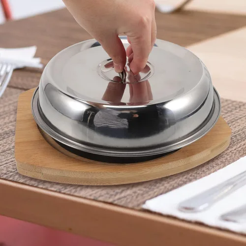 Vista 5 de BESTonZON Cómoda tapa de sartén antiadherente Teppanyaki Uniforme Distribución de calor Bandeja práctica para servir en el hogar