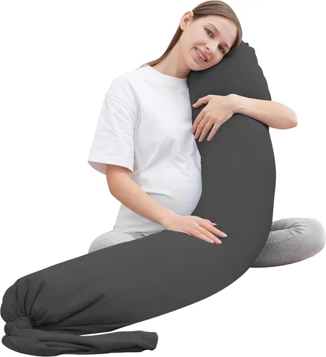 Vista 12 de MOON PARK - Almohada de embarazo con funda de enfriamiento increíblemente suave y lisa en forma de I, almohada de maternidad de cuerpo completo