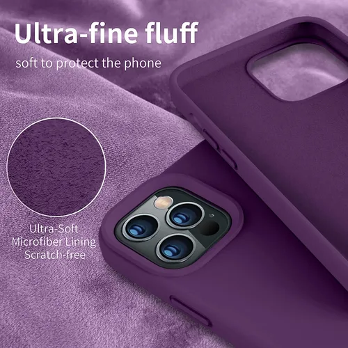 Vista 4 de Vooii Funda compatible con iPhone 13 Pro, silicona líquida a prueba de golpes con forro de microfibra antiarañazos, protección de cámara mejorada