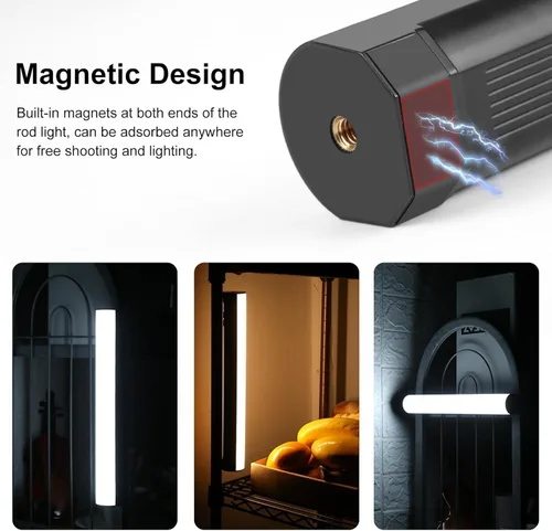 Vista 6 de OBEST Luz de video RGB portátil con batería de 3000 mAh, 2500-9000 K, regulable, para estudios fotográficos, TikTok, YouTube Vlogs, 11.8 in