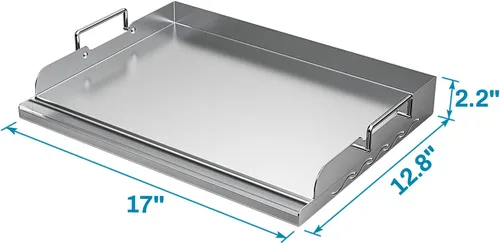 Vista 2 de Skyflame Placa superior plana universal de acero inoxidable, kit de accesorios de plancha de 3 piezas y cubo de basura magnético para colgar