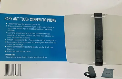 Vista 4 de Pantalla anti-táctil para bebé, cubierta transparente para dispositivo, correa para evitar la pulsación del botón. Bolsa y soporte incluidos