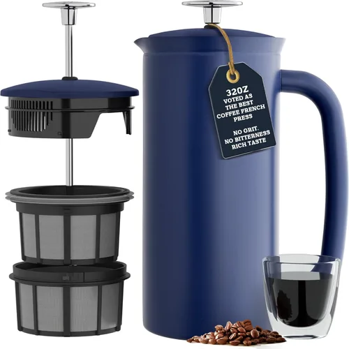 Vista 15 de ESPRO P7 Prensa francesa, 18 onzas, azul envejecimiento, cafetera de acero inoxidable Azul (Aegean Blue)
