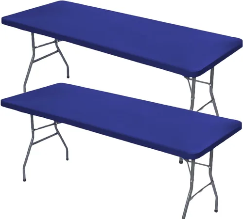 Vista 6 de Paquete de 2 manteles ajustables de elastano, manteles elásticos extraíbles negros para mesas rectangulares de 4 pies, mantel elástico lavable