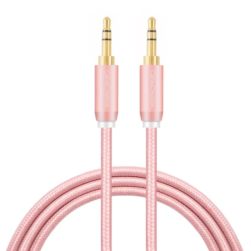 Vista 7 de Cable estéreo de audio CableCreation, chapado en oro, de 9⁄64 pulgadas. Cable de audio Aux 3.5 para iPhone, iPad, Samsung y otro dispositivo de Negro