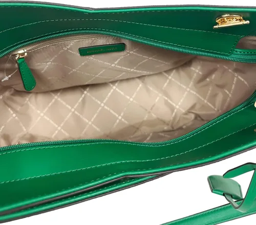 Vista 8 de Michael Kors Jet Set - Cartera triple con cadena grande color verde palmetto con bloques de color verde, Verde