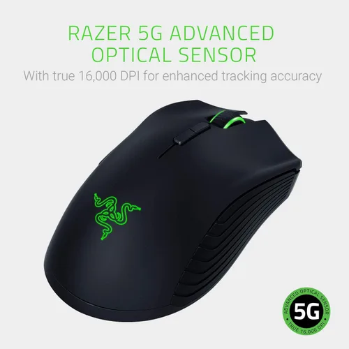 Vista 3 de Razer Mamba - Mouse inalámbrico para videojuegos sensor óptico de 16,000 DPI - Iluminación Chroma RGB - 7 botones programables - Interruptores
