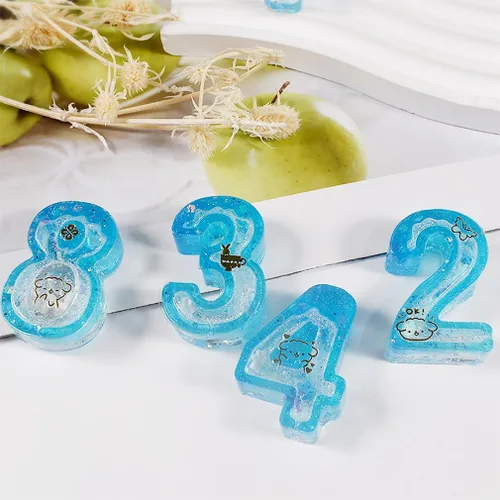 Vista 4 de iSuperb Molde de resina de números, molde de silicona, molde de epoxi para joyería, molde de fundición de bricolaje con 10 películas de sellado