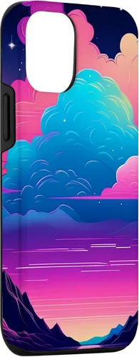 Vista 3 de iPhone 15 Colorful Retro Vaporwave Landscape Synthwave Case
