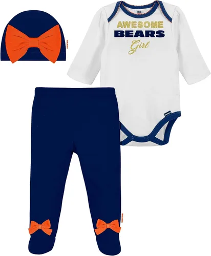 Vista 27 de NFL Conjunto de enterizo, pantalón con pies y gorro de 3 piezas para bebé niña