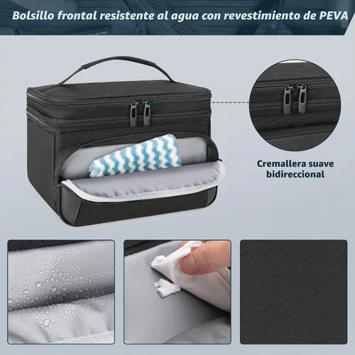 Vista 4 de CURMIO Estuche de transporte de viaje para cortapelos, suministros de peluquería de doble capa, bolsa de almacenamiento compatible