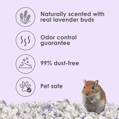 Vista 3 de Kaytee Lecho de papel Clean & Cozy con lavanda, hecho para animales pequeños, 24,6 litros